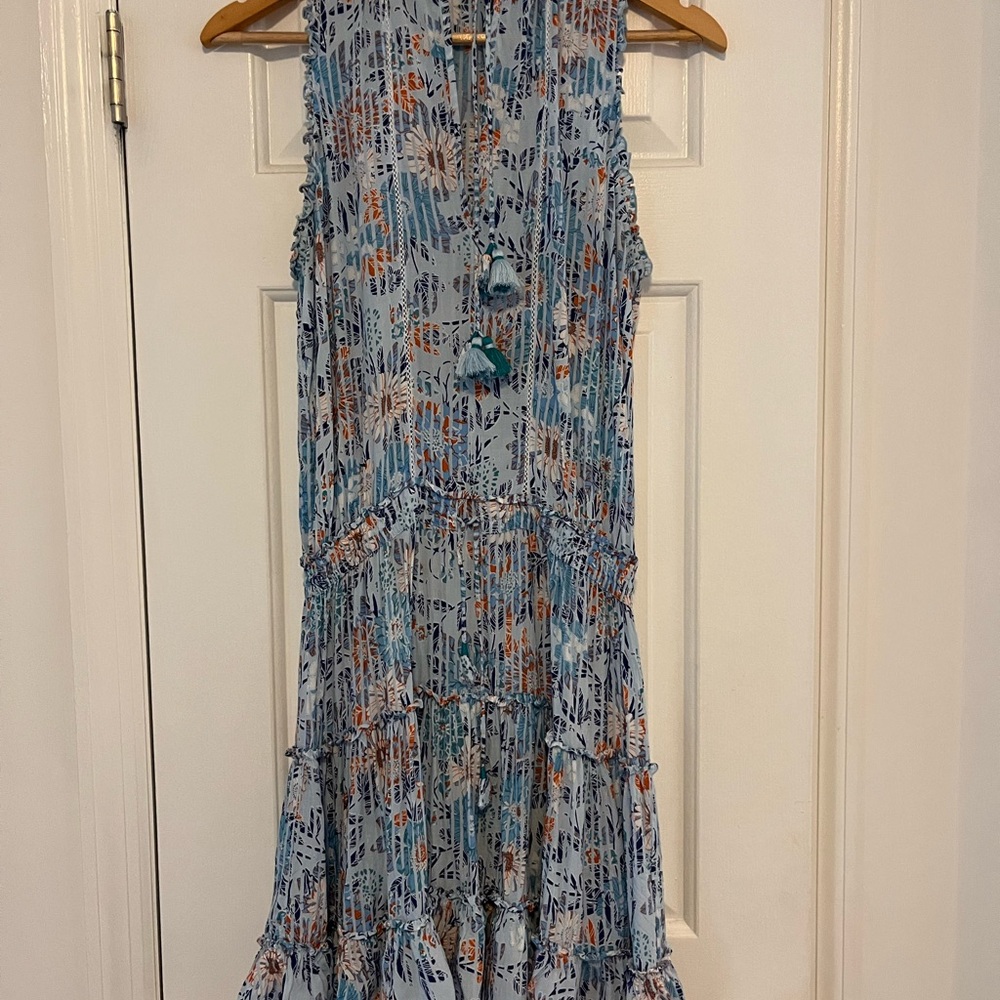 Poupette St Barth Clara Blue Floral Sleeveless Dress - Picture 2 of 5